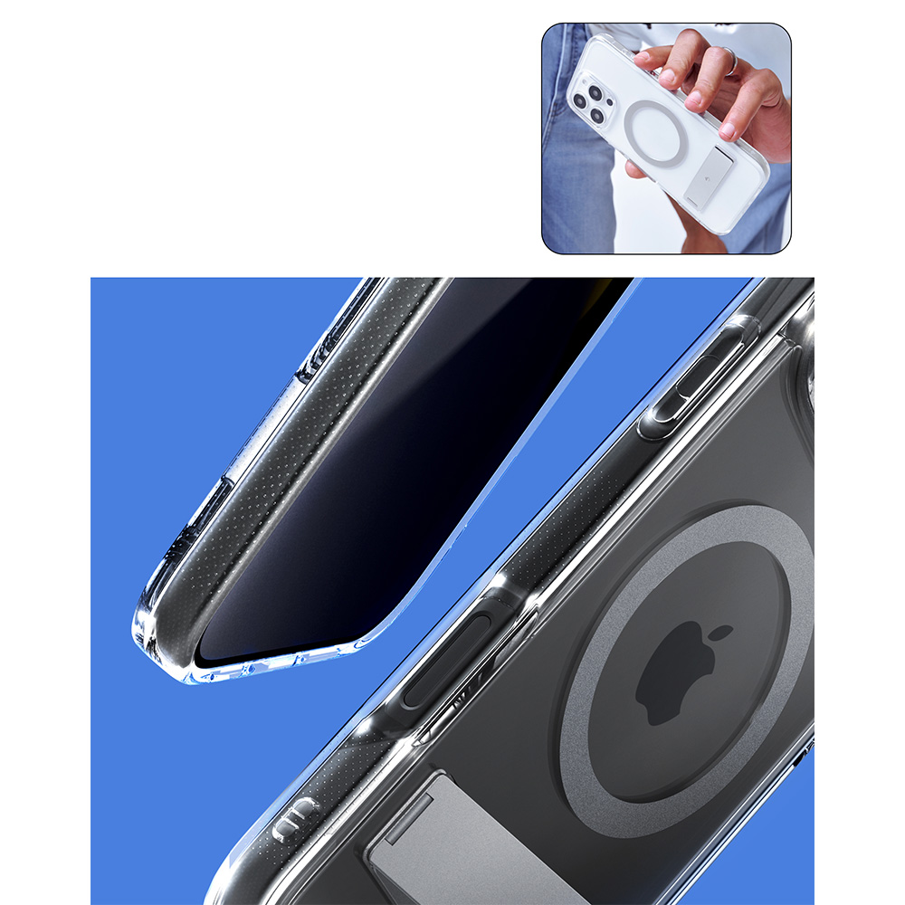 Etui Spigen Caseology Capella Mag MagSafe KickStand do iPhone 16 Pro, przezroczysto-szare